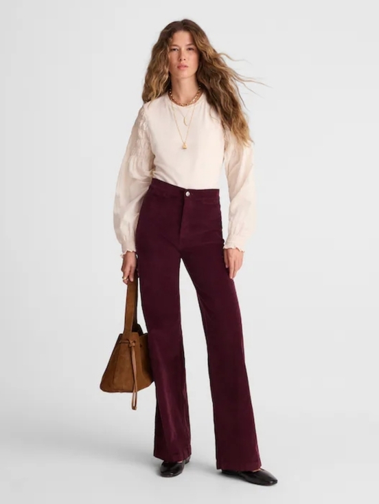 Madewell Wide Leg Corduroy Pants in Deep Burgundy Sise 26 - Picture 2 of 16